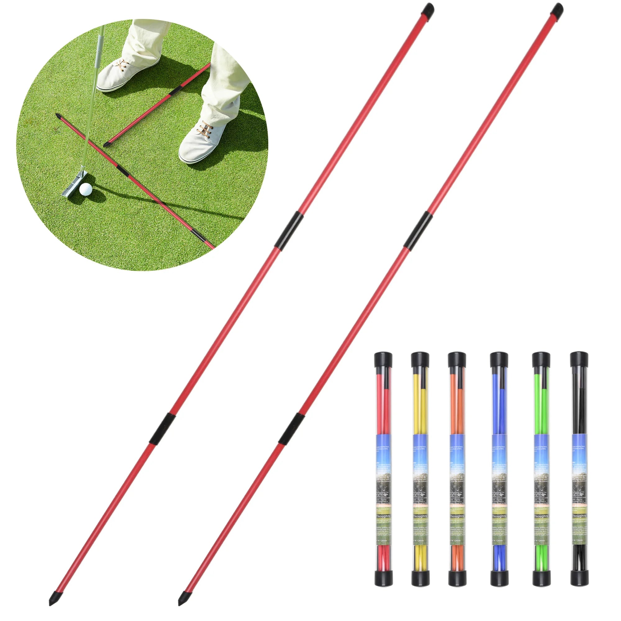 Golf Alignment Sticks (2-Pack) – 48" Collapsible Training Rods