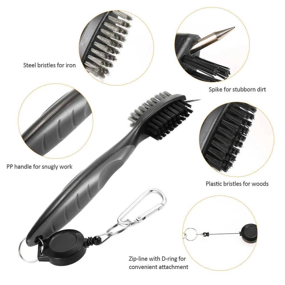 Golf Club Groove Cleaner Brush – Retractable, Dual-Sided