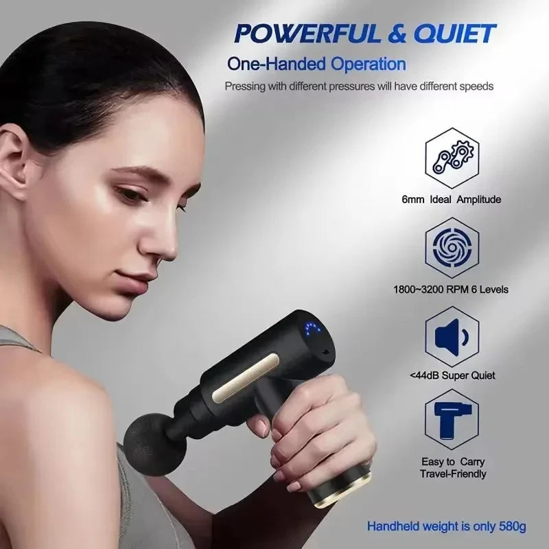Percussion Massage Gun – Deep Tissue Recovery, 4-Piece Set