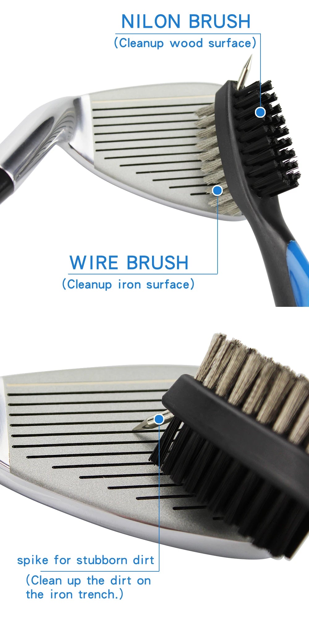 Golf Club Groove Cleaner Brush – Retractable, Dual-Sided