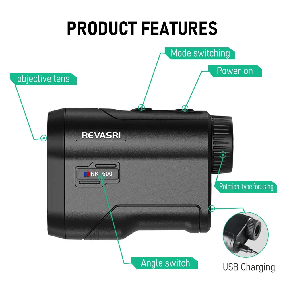 REVASRI Golf Rangefinder with Slope – Flag Lock & USB-C