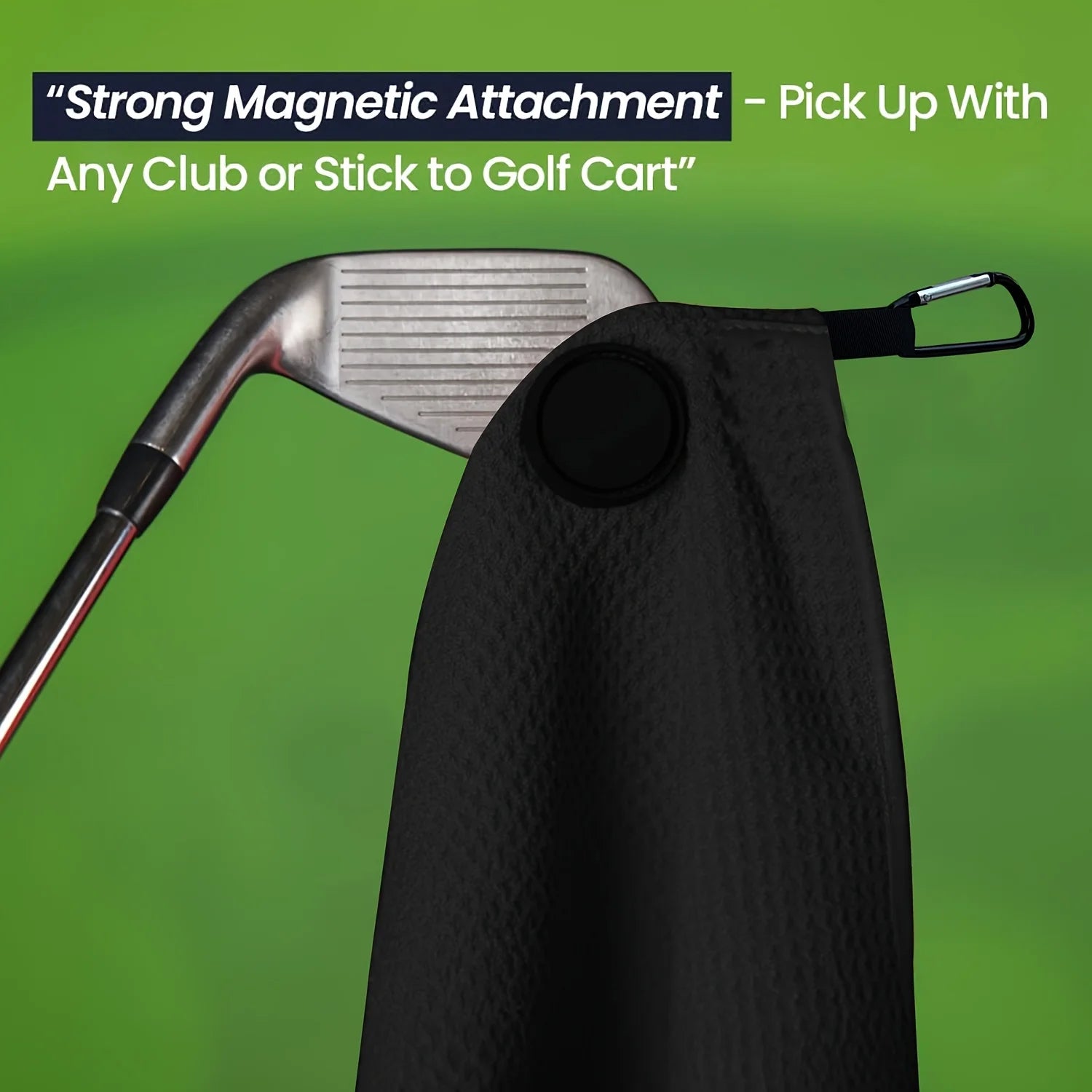 Magnetic Golf Towel – Microfiber, Sticks to Club or Cart