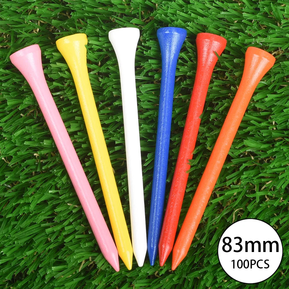 Wooden Golf Tees (100-Pack) – Mixed Colors, 4 Lengths